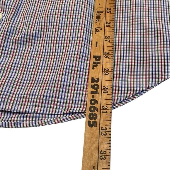 Peter Millar Blue Red Plaid Long Sleeve Button Down Dress Shirt Men Size Large - Picture 10 of 10